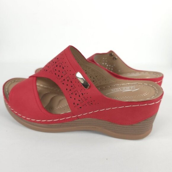 NWOT SHIBEVER Low Comfortable Wedge Platform Sandal Open stow Slip On Sz 39 US 8 - Picture 9 of 16